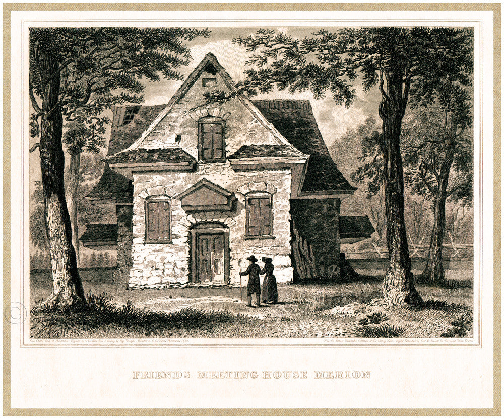 Antique Philadelphia / Main Line Print - The Merion Meeting House - Historic Houses of Worship - Early Quaker Meeting House