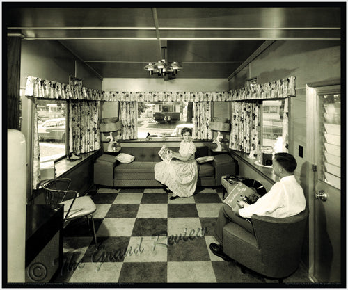 Vintage Trailer Print - 1950s Mobile Home Living - Tres DeLuxe - 1950s Trailer Park Living Room
