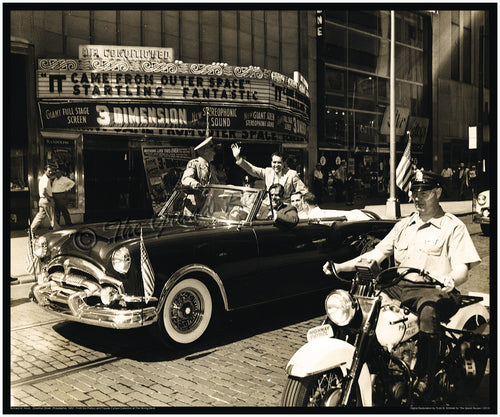 Vice President Nixon Meets 1950s 3D Sci Fi - Delighful Photo Print From The Original - It Came From Outer Space - 1953 Packard Convertible