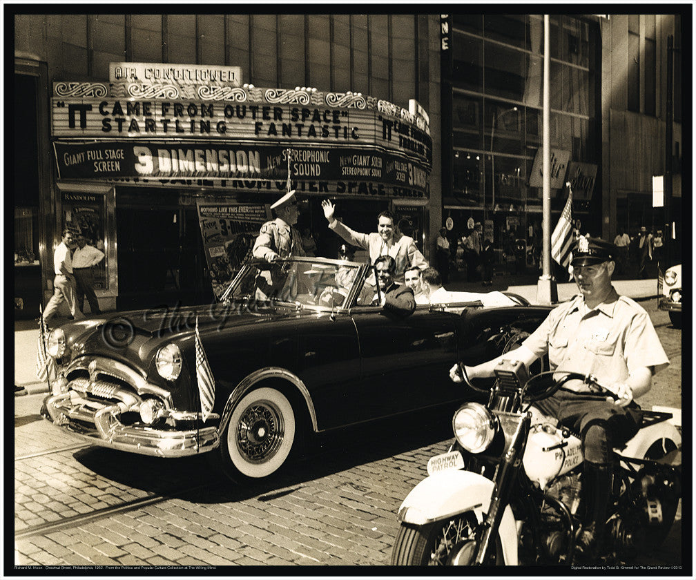 Vice President Nixon Meets 1950s 3D Sci Fi - Delighful Photo Print From The Original - It Came From Outer Space - 1953 Packard Convertible