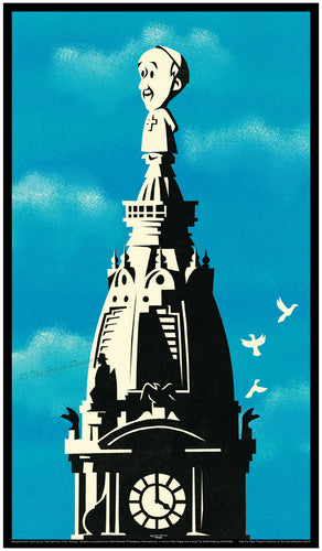 Pope Francis comes to Philadelphia, commemerative poster in a Mid Century style! World Meeting of Families 2015