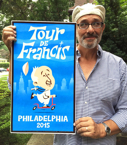 Pope Francis comes to Philadelphia, commemerative poster in a Mid Century style! World Meeting of Families 2015