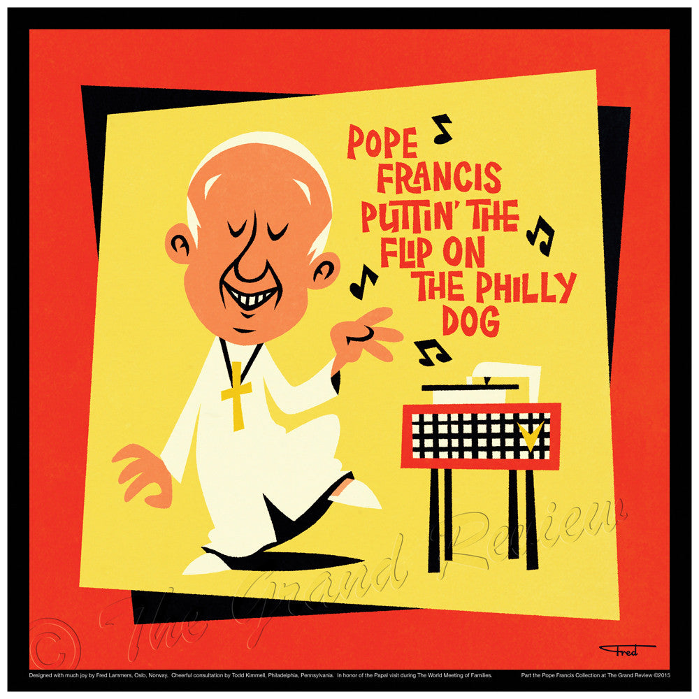 Pope Francis dances to The Philly Dog in Philadelphia, LP cover size for an LP cover frame!