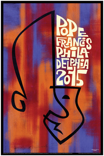 Pope Francis comes to Philadelphia, commemerative poster in a Mid Century style! World Meeting of Families 2015