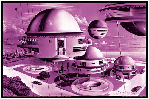 RADEBAUGH - Vintage Mid Century Futurism Print - Legendary Futurist Imagineer Arthur Radebaugh - Anti Gravity Housing - Space Age Suburbia