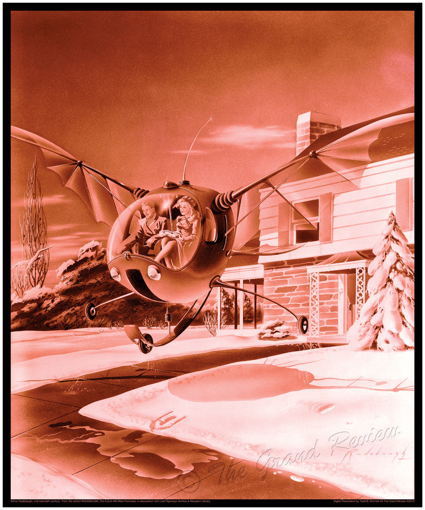 RADEBAUGH - Mid Century Futurism Print - Insectothopter - Futurist Imagineer Arthur Radebaugh - Bat Winged Space Age Suburban Ornithopter