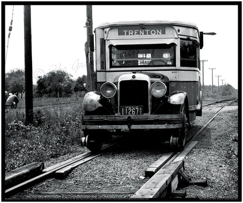 Antique Delaware Valley Print - Vintage Bus Becomes Light Rail - Trenton New Jersey