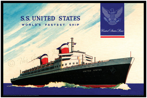 Vintage Philadelphia Print - S S United States - Fastest Ocean Liner In The World - SS United States Print