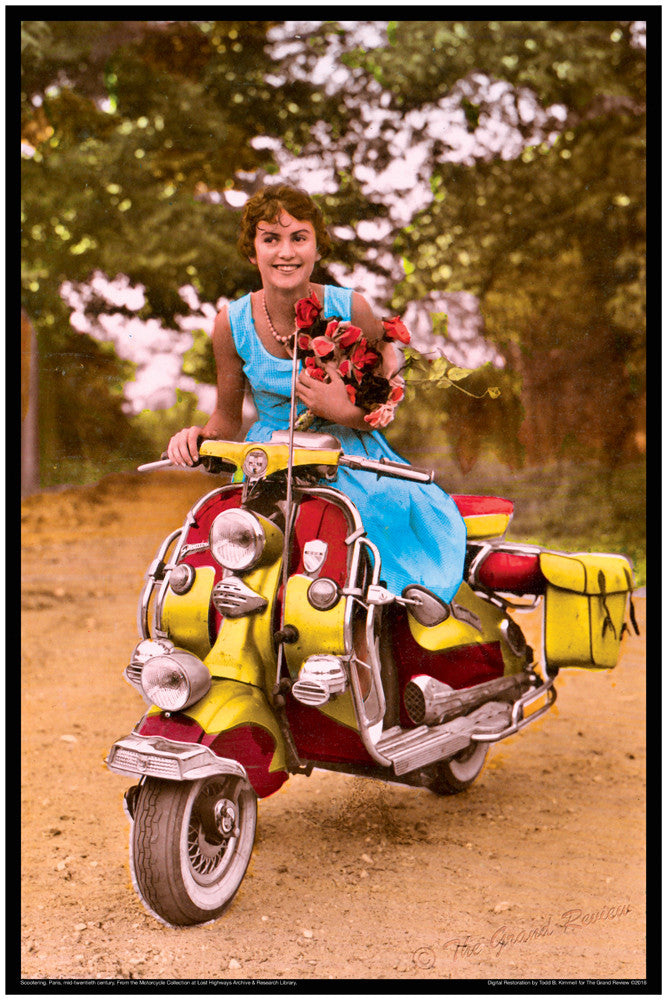 Vintage Scooter Print 1950s Vespa in Classic Vespa and