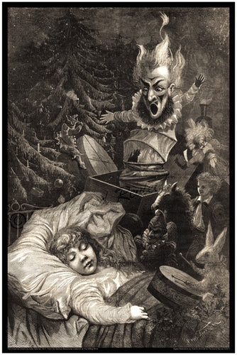 Scary Antique Christmas Print - Jules Taverner - Jules Tavernier - The Christmas Dream - The Christmas Nightmare - Insane Clown