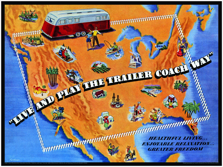 Vintage Trailer Print - Delightful Late 1940s Early 1950s Trailer Coach Manufacturers Association Promo Brochure