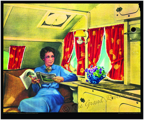 Vintage Trailer Print - 1930s Interior - VERY Relaxed Trailer Gal - Wildly Tinted!