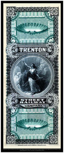 Antique New Jersey / Delaware Valley Print - Trenton Street Railway Company - Majestic Classically Clad Woman Holding Lightning Bolts