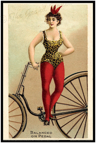 Vintage Bike - Antique Bicycle Print - Trick Riders premium card series, early 1890s