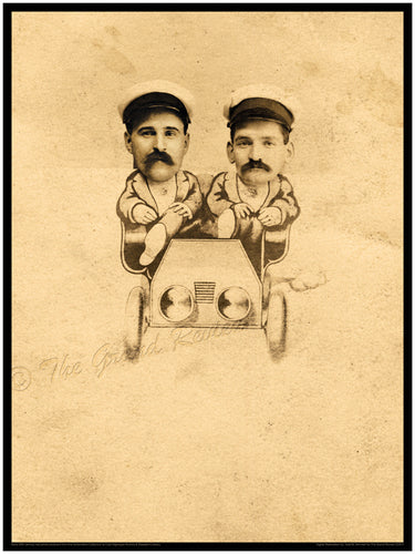 Antique Car Print - Our Midway Souvenir - Those Moustache Guys Out On A Jaunt