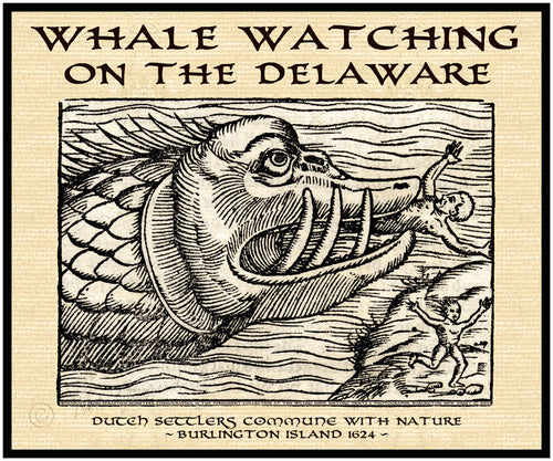 Antique Delaware River Whale Print - Whale Watching - Burlington New Jersey - Horrible Sea Monster